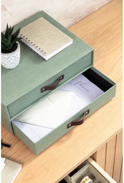 Zielony kartonowy organizer z szufladką Birger Canvas Paper Laminate – Bigso