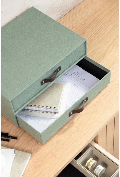 Zielony kartonowy organizer z szufladką Birger Canvas Paper Laminate – Bigso