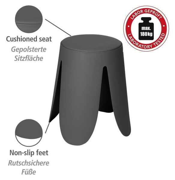 Antracytowy plastikowy stołek Comiso – Wenko