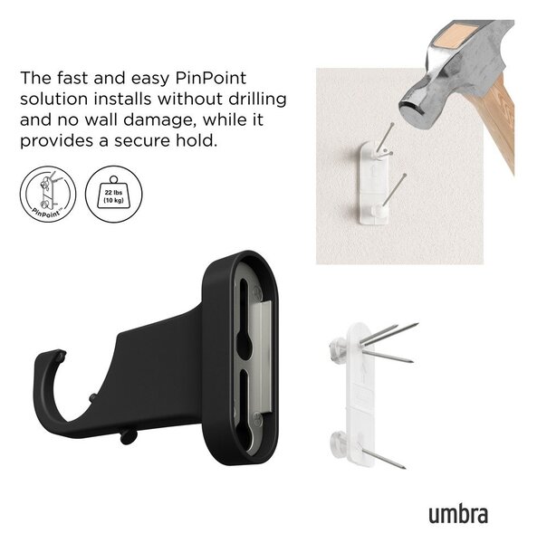 Stalowy regulowany karnisz w kolorze matowej czerni 107 - 305 cm Aria – Umbra