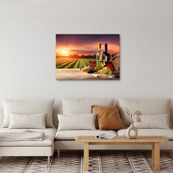 Obraz winnicy z winem (70x50 cm)