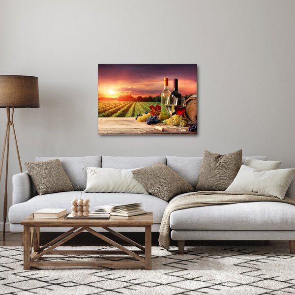 Obraz winnicy z winem (70x50 cm)