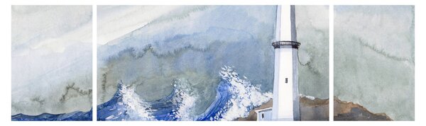 Obraz malowania latarni morskiej (170x50 cm)