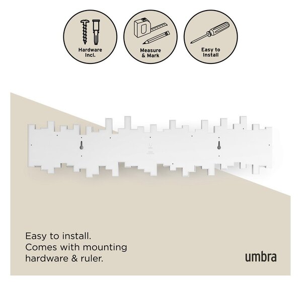 Biały plastikowy wieszak ścienny 72 cm Sticks – Umbra