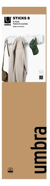 Biały plastikowy wieszak ścienny 72 cm Sticks – Umbra