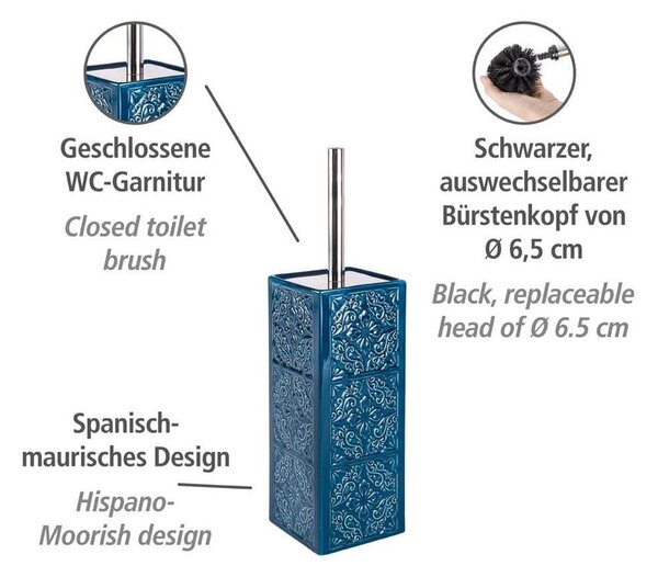 Ciemnoniebieski zestaw ceramicznych akcesoriów łazienkowych Cordoba – Wenko
