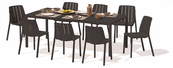 Zestaw mebli ogrodowych TIBERINA BISTROT/TEVERE 147-211 8+1 ANTHRACITE – Nardi