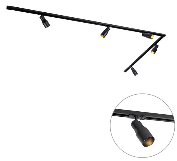 Nowoczesny system szynowy z 5 reflektorami czarny 1-fazowy - Iconic Kohua