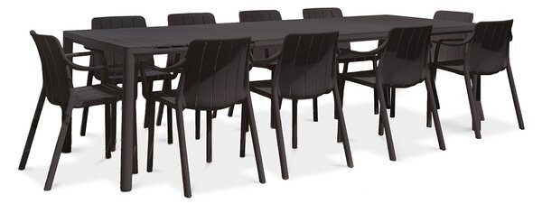 Zestaw tarasowy Nardi TIBERINA/TEVERE 10+1 z rozkładanym stołem 210-275 cm, antracyt