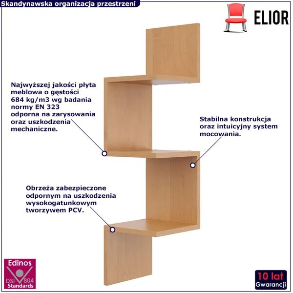 Wisząca narożna półka ścienna w kolorze olchy L6-E32