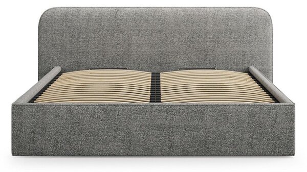 Ciemnoszare tapicerowane łóżko dwuosobowe ze schowkiem i stelażem 180x200 cm Elizabeth – Micadoni