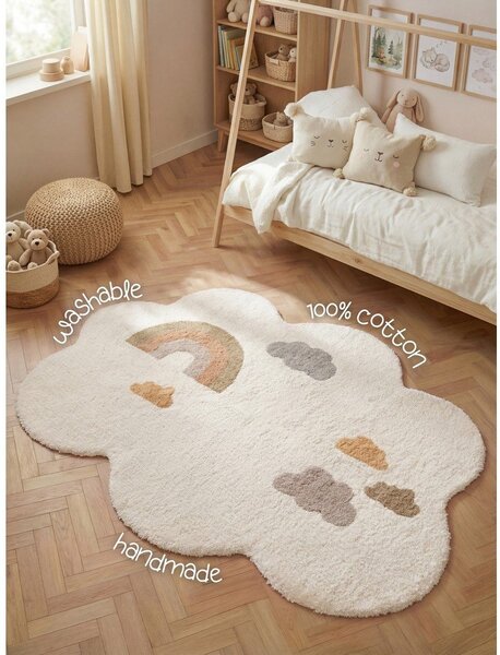 Kremowy bawełniany dywan dziecięcy odpowiedni do prania/tkany ręcznie 140x200 cm Snuggle Willy – Hanse Home