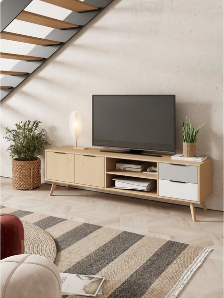 Szafka pod TV z drewna sosnowego 180x53 cm Elfa – Marckeric