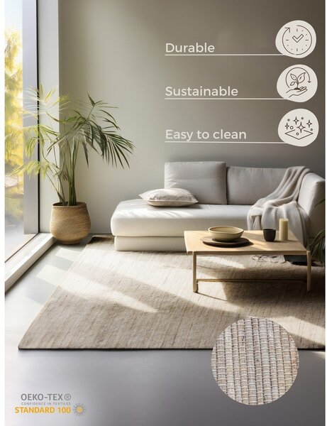 Dywan z mieszanki juty dwustronny/tkany ręcznie w jasnym naturalnym kolorze 60x90 cm Handloom – Hanse Home