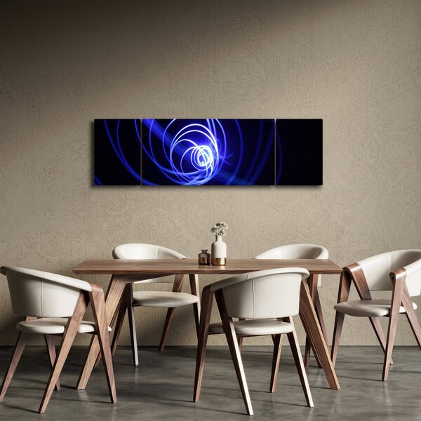 Obraz niebieskich spiral (170x50 cm)