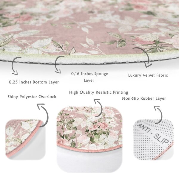 Jasnoróżowy okrągły dywan odpowiedni do prania i robotów sprzątających ø 80 cm Comfort – Mila Home