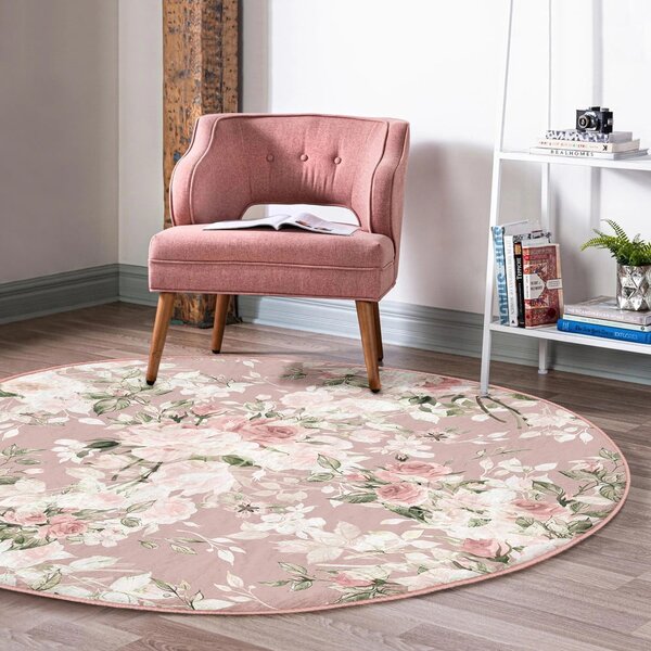 Jasnoróżowy okrągły dywan odpowiedni do prania i robotów sprzątających ø 80 cm Comfort – Mila Home