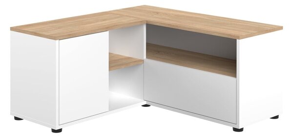 Biała szafka pod TV w dekorze dębu 90x45 cm Angle – TemaHome