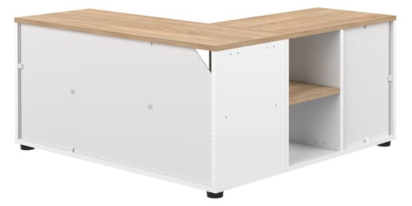 Biała szafka pod TV w dekorze dębu 90x45 cm Angle – TemaHome