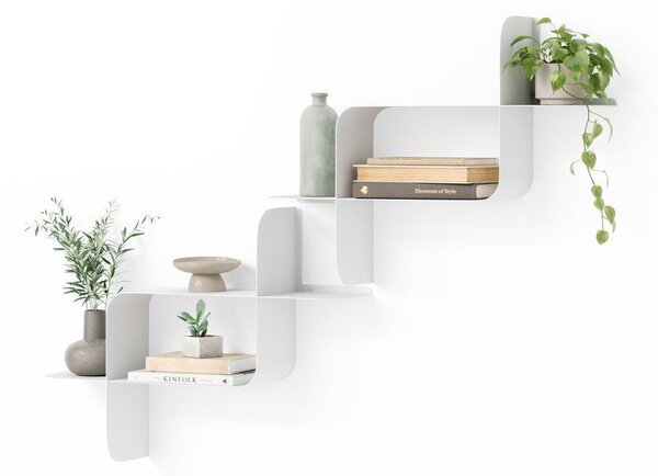 Wielopoziomowe stalowe półki zestaw 2 szt. w matowym białym kolorze 62 cm Montage – Umbra