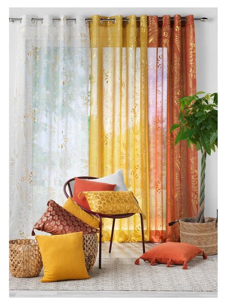 Pomarańczowa firanka z woalu 140x280 cm Belflor – douceur d'intérieur