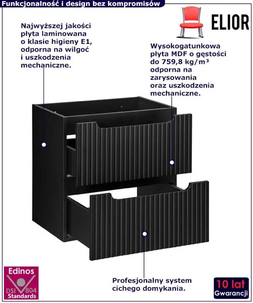 Czarna szafka łazienkowa z szufladami F9-K16