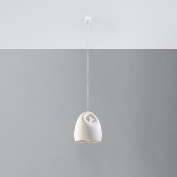 Biała lampa wisząca z ceramicznym kloszem ø 25 cm Sativa – Sollux