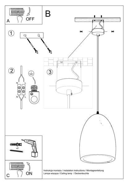 Biała lampa wisząca z ceramicznym kloszem ø 25 cm Sativa – Sollux