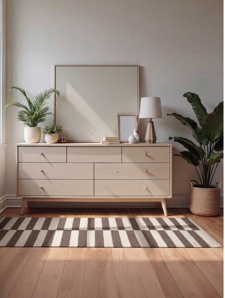 Biały/brązowy wełniany dywan dwustronny/tkany ręcznie 80x150 cm Vika – Hanse Home
