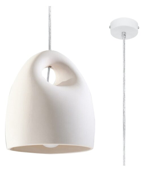 Biała lampa wisząca z ceramicznym kloszem ø 25 cm Sativa – Sollux