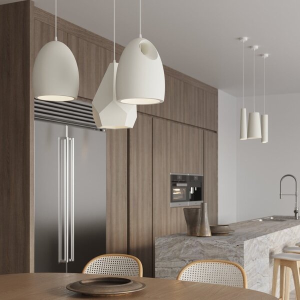 Biała lampa wisząca z ceramicznym kloszem ø 25 cm Sativa – Sollux