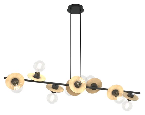 Nowoczesna lampa wisząca czarny + drewno - 2X D160 C1-F51