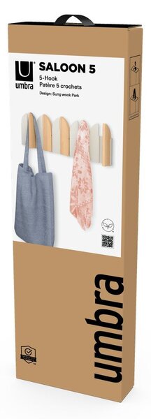 Beżowy/w naturalnym kolorze stalowy wieszak ścienny 43 cm Saloon – Umbra
