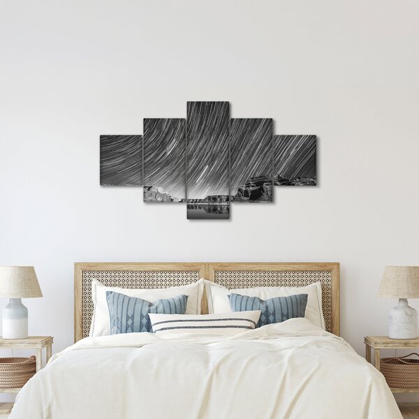 Czarno - biały obraz gwiaździstego nieba (125x70 cm)