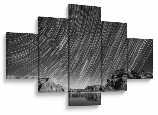 Czarno - biały obraz gwiaździstego nieba (125x70 cm)