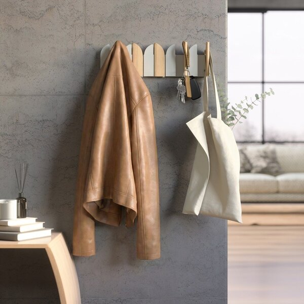 Beżowy/w naturalnym kolorze stalowy wieszak ścienny 43 cm Saloon – Umbra