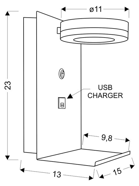 Compact Lampa Kinkiet 4W Led Biały + Ładowarka Usb