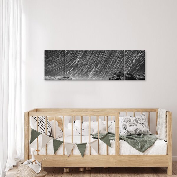 Czarno - biały obraz gwiaździstego nieba (170x50 cm)
