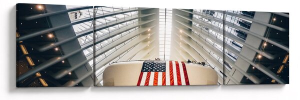 Obraz budynku z flagą USA (170x50 cm)