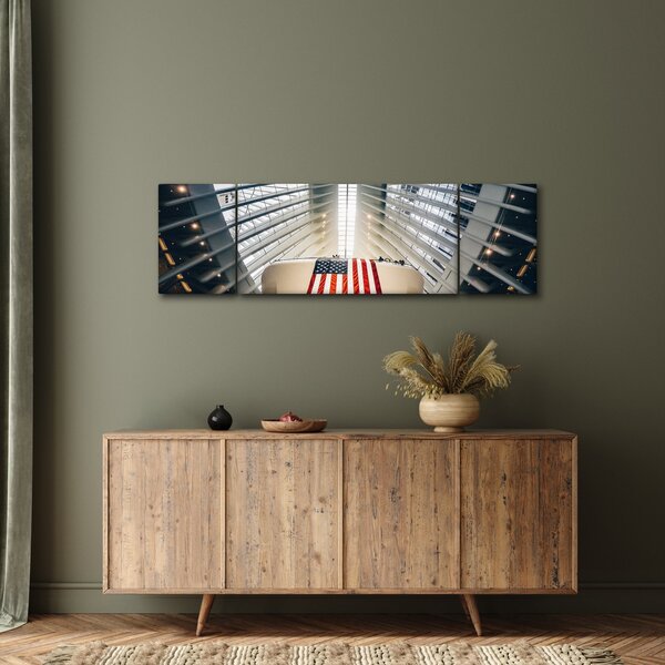 Obraz budynku z flagą USA (170x50 cm)