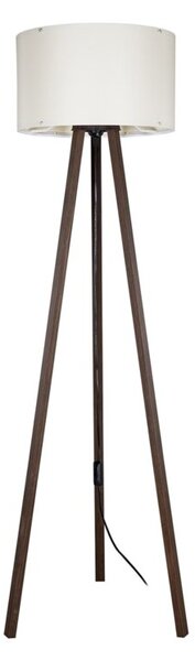 Lampa stojąca podłogowa skandynawska drewniany orzechowy trójnóg kremowy abażur 136 cm 1xE27 20W PIKO Zuma Line