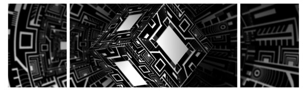 Obraz abstrakcyjnego sześcianu (170x50 cm)