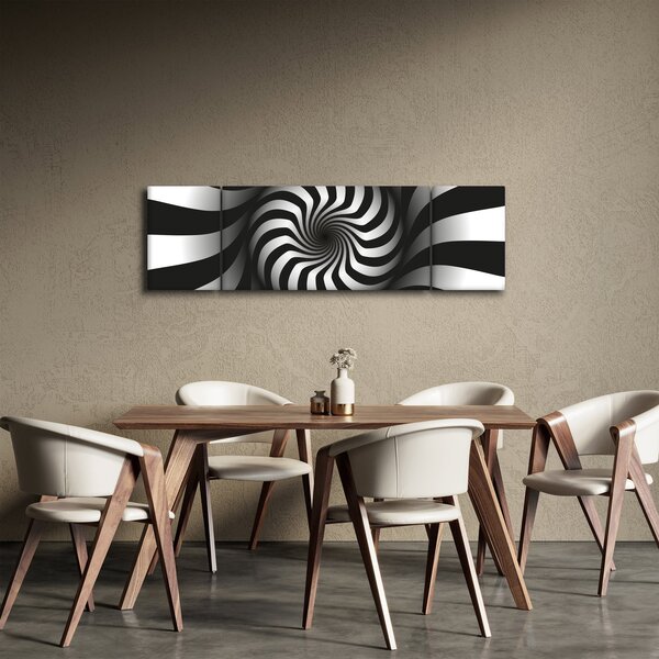 Abstrakcyjny obraz czarno - białej spirali (170x50 cm)