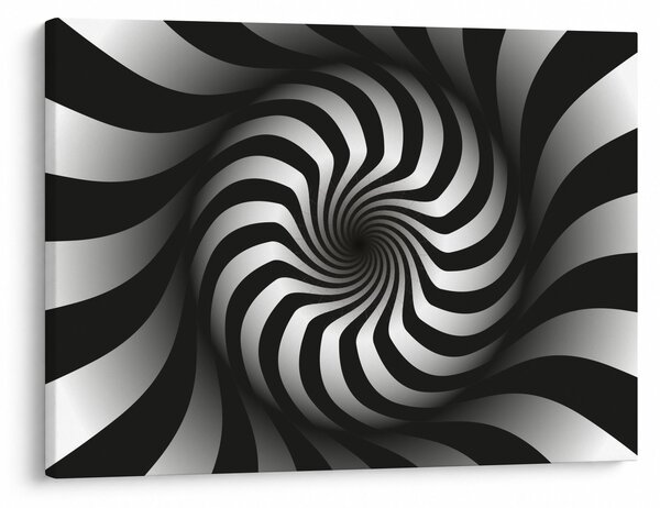 Abstrakcyjny obraz czarno - białej spirali (70x50 cm)
