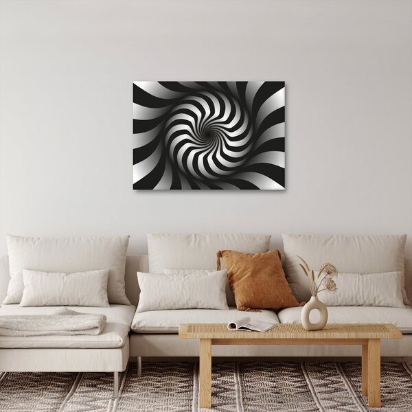 Abstrakcyjny obraz czarno - białej spirali (70x50 cm)