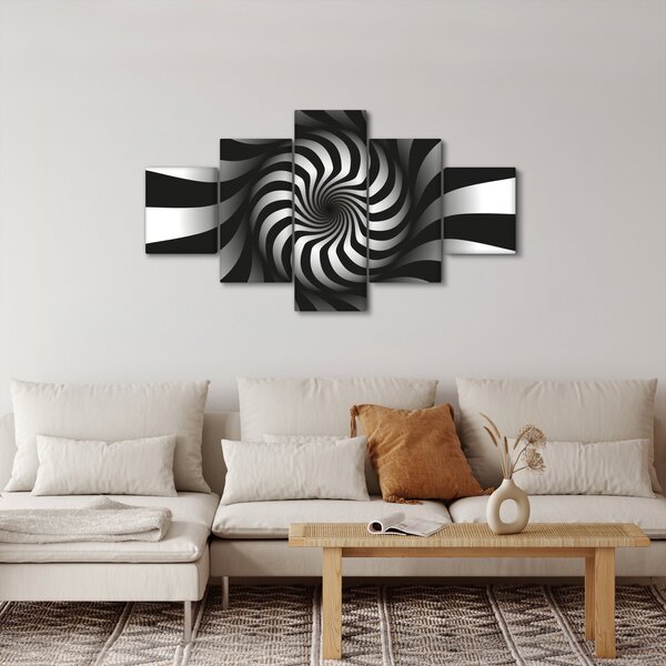 Abstrakcyjny obraz czarno - białej spirali (125x70 cm)