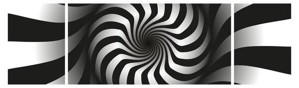 Abstrakcyjny obraz czarno - białej spirali (170x50 cm)