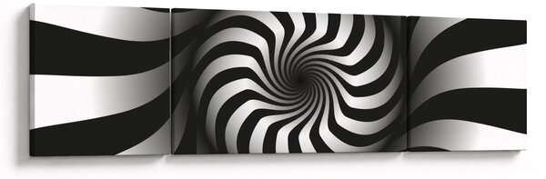 Abstrakcyjny obraz czarno - białej spirali (170x50 cm)