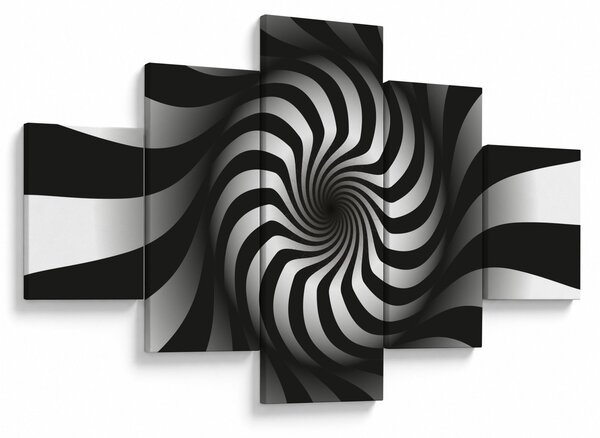 Abstrakcyjny obraz czarno - białej spirali (125x70 cm)