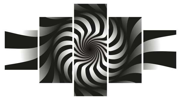 Abstrakcyjny obraz czarno - białej spirali (125x70 cm)